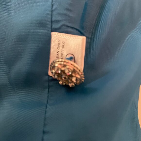 VTG GEORGE TEAL COTTON VELVET SIZE 16 JACKET WITH JEWELED BUTTONS - Picture 8 of 9